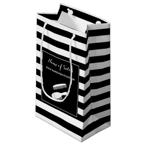 Trendy Black White Stripes Hair and Beauty Salon Small Gift Bag