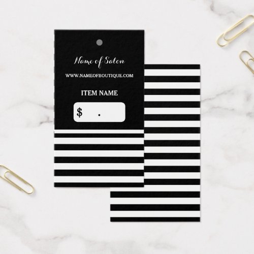 Trendy Black White Stripes Hair Salon Hang Tag