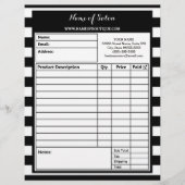 Trendy Black White Stripes Hair Salon Order Forms (Front)