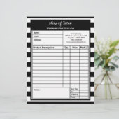 Trendy Black White Stripes Hair Salon Order Forms (Standing Front)