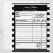 Trendy Black White Stripes Hair Salon Order Forms (Front/Back)