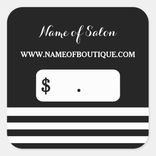 Trendy Black White Stripes Hair Salon Price Tags