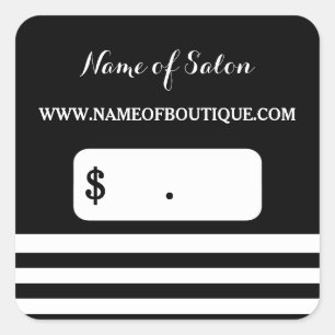 Trendy Black White Stripes Hair Salon Price Tags