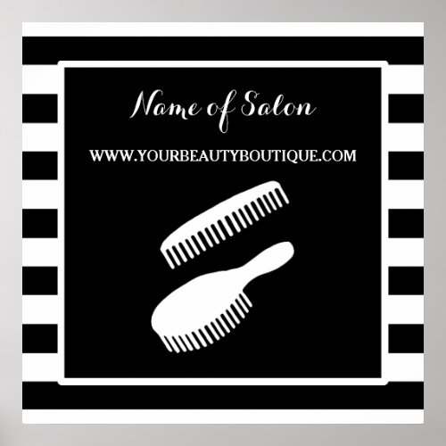 Trendy Black White Stripes Hair Salon Sign