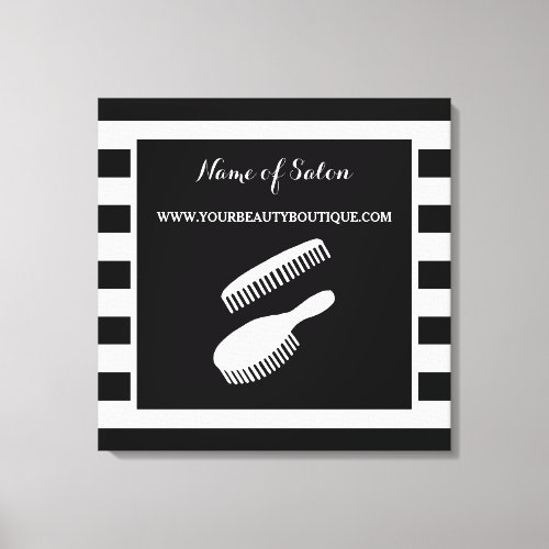 Trendy Black White Stripes Hair Salon Sign