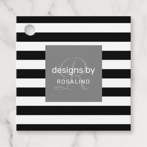 Trendy Black White Stripes Salon Boutique Hang Tag