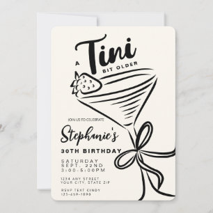 Trendy Black & White Tini Bit Older 30th Birthday Invitation