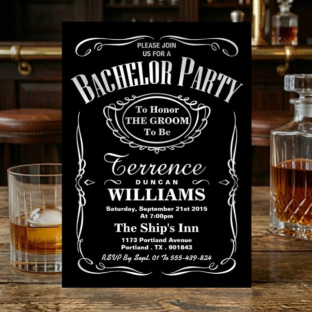 Trendy Black & White Typography Bachelor Party Invitation (Creator Uploaded)