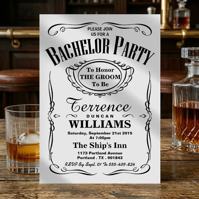 Trendy Black & White Typography Bachelor Party Invitation (Creator Uploaded)
