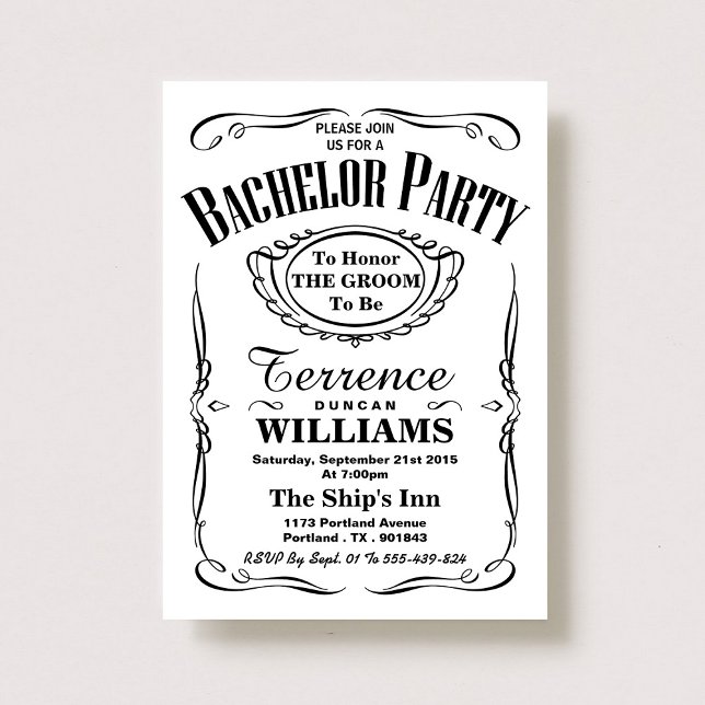 Trendy Black & White Typography Bachelor Party Invitation (Creator Uploaded)