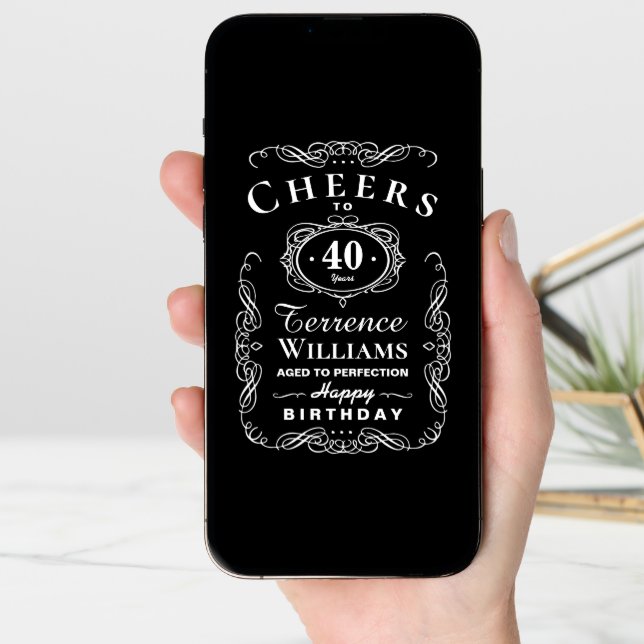 Trendy Black & White Typography Birthday Card (Front Digital)