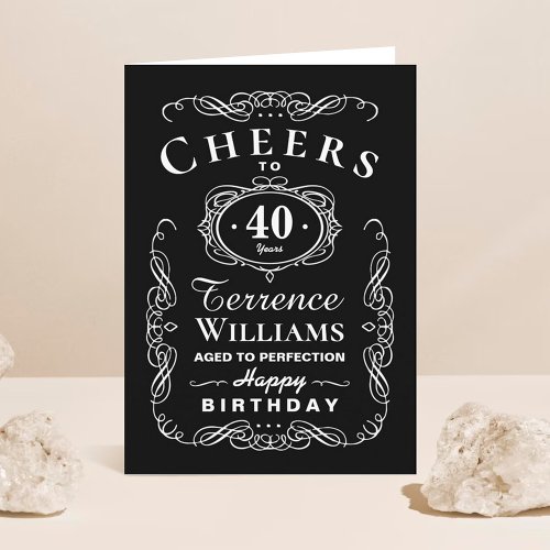 Trendy Black  White Typography Birthday Card