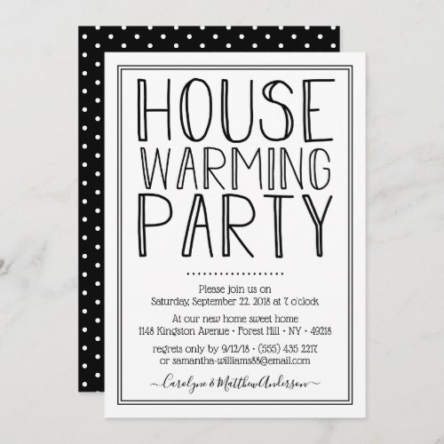 Trendy Black  White Typography Housewarming Party Invitation