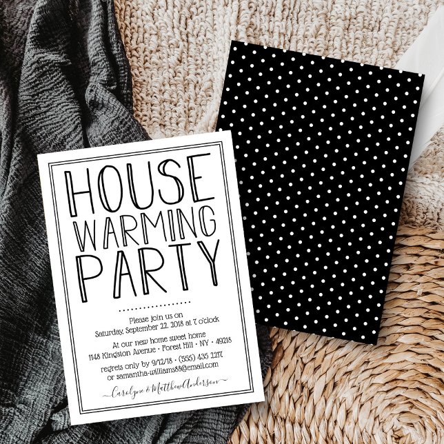 Trendy Black & White Typography Housewarming Party Invitation (Creator Uploaded)