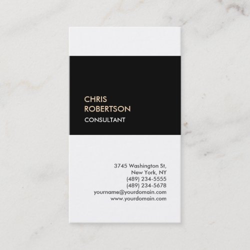 Trendy black white vertical unique business card