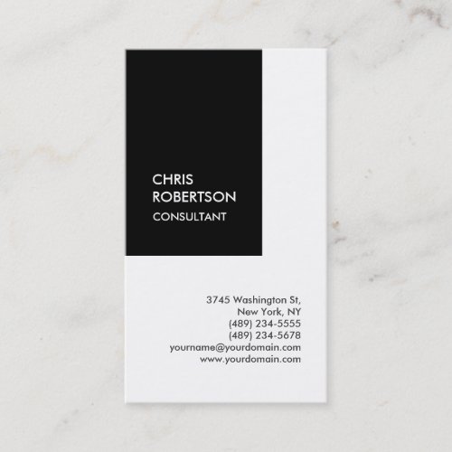 Trendy black white vertical unique business card