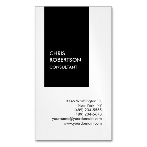 Trendy black white vertical unique business card