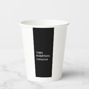 Trendy black white vertical unique business card paper cups
