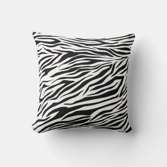 Trendy Black White Zebra Decorative Throw Pillow (Front)