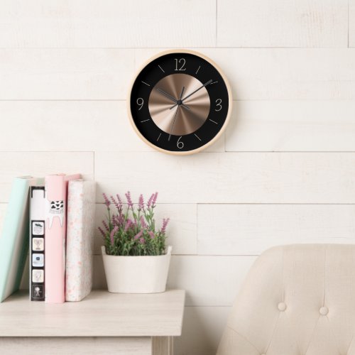 Trendy Black with Bronze Centre Wall Clock
