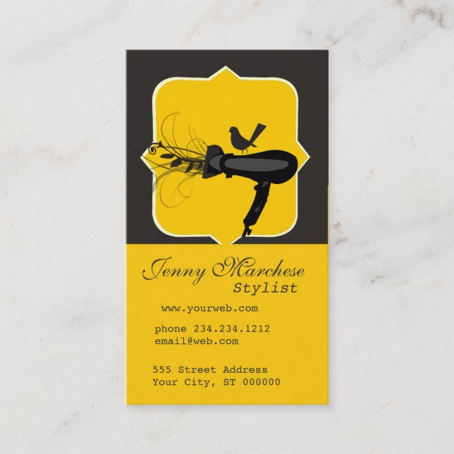 Trendy Black Yellow Cute Black Bird Beauty Spa Appointment Card (Front)