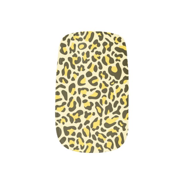 Trendy Black & Yellow Leopard Print Minx Nail Art (Left Thumb)