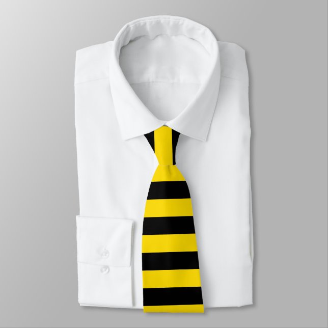 Trendy Black Yellow Striped Template Modern Chic Neck Tie (Tied)