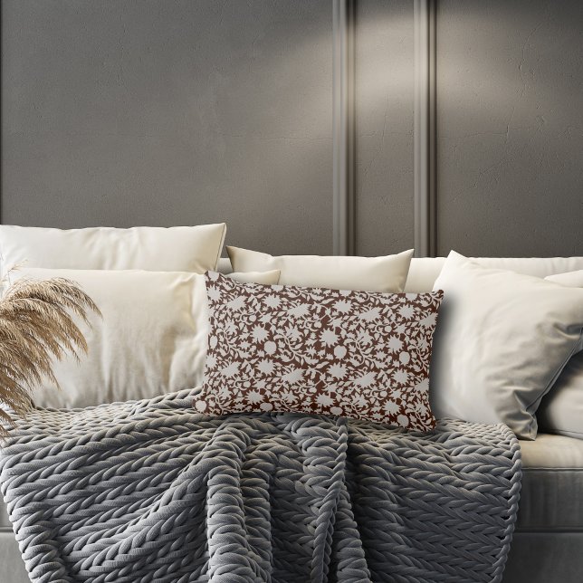 Trendy Block Print inspired Brown Lumbar Pillow (Creator Uploaded)