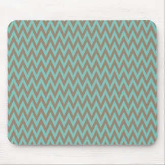 Trendy Blue and Gray Chevron Stripes Zig Zags Mouse Pad