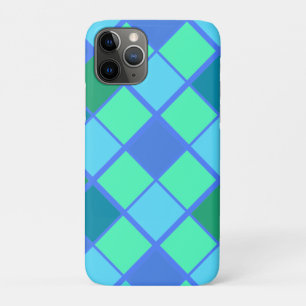 Trendy Blue and Green Diamond Pattern iPhone 11 Pro Case