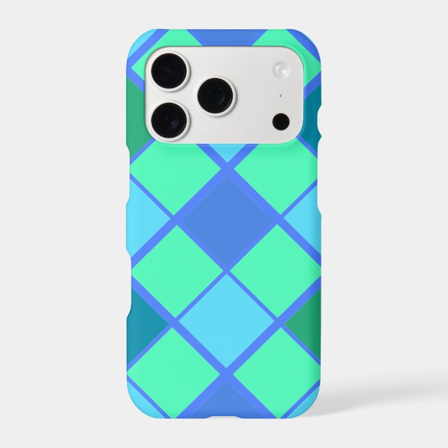 Trendy Blue and Green Diamond Pattern Iphone Case (Back)