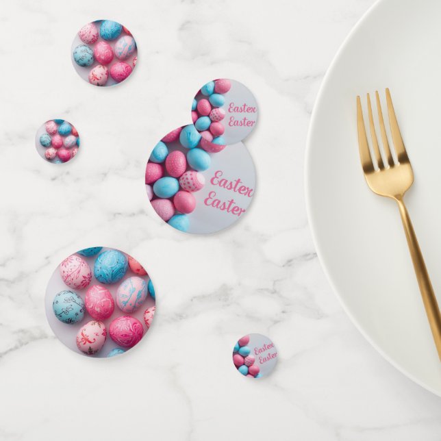 Trendy Blue and Pink Easter Eggs Pattern Paper  Confetti (Group)