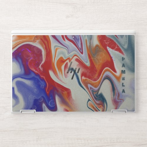 Trendy Blue and red marbling design HP Laptop Skin