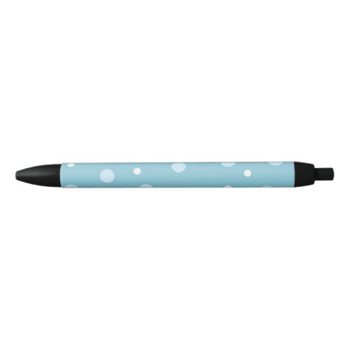 Trendy Blue and White Dots Black Ink Pen