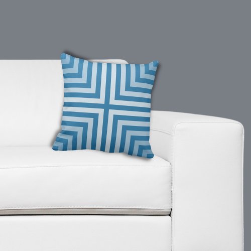 Trendy Blue Angular Nested Box Pattern Throw Pillow