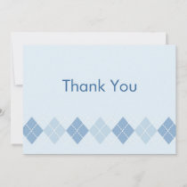 Trendy Blue Argyle Flat Thank You Note Cards