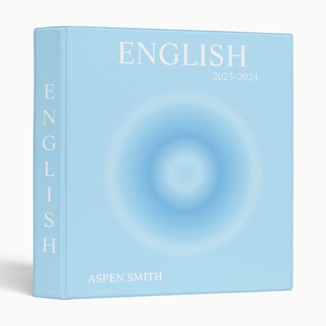 Trendy Blue Aura Aesthetic 3 Ring Binder (Front/Spine)