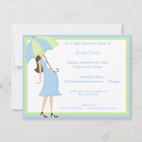 Trendy Blue Baby Shower Invitation