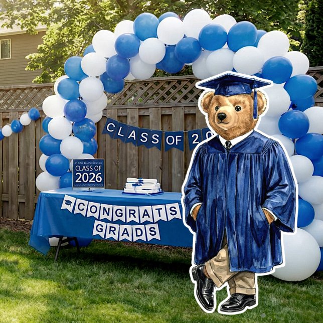 Trendy Blue Bear Printable Graduation Party Decor (Creator Uploaded)