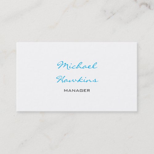 Trendy Blue Black White Contemporary Manager Business Card