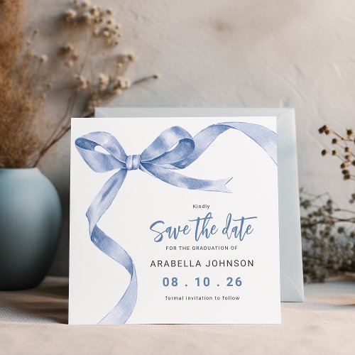 Trendy Blue Bow Graduation