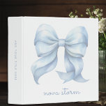 Trendy Blue Bow Personalized With Name Monogram 3 Ring Binder<br><div class="desc">Organize your life with elegance using our Trendy Dusty Blue Bow Personalized 3-Ring Binder, the perfect accessory for those who appreciate a preppy coquette style. The binder showcases a beautifully illustrated watercolor bow, paired with a personalized monogram that adds a touch of individuality. This design captures the essence of grandmillennial...</div>