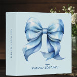 Trendy Blue Bow Personalized With Name Monogram 3 Ring Binder<br><div class="desc">Elevate your stationery collection with our Trendy Blue Bow Personalized 3-Ring Binder, a must-have for those who love a mix of vintage charm and contemporary flair. This binder features a stunning watercolor bow that exudes a trendy coquette aesthetic, perfect for adding a touch of sophistication to your daily routine. The...</div>