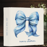 Trendy Blue Bow Personalized With Name Monogram 3 Ring Binder<br><div class="desc">Add a touch of elegance and charm to your organization with our Trendy Blue Bow Personalized 3-Ring Binder. Featuring a beautifully crafted watercolor bow, this binder is designed with a trendy coquette aesthetic that perfectly blends vintage and modern styles. The personalized name monogram adds a unique and thoughtful touch, making...</div>