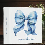 Trendy Blue Bow Personalized With Name Monogram 3 Ring Binder<br><div class="desc">Embrace the beauty of classic design with our Trendy Dusty Blue Bow Personalized 3-Ring Binder, crafted for those who adore a vintage girly aesthetic. This binder features a soft watercolor bow, adding a touch of elegance to your everyday organization. The personalized name monogram makes it uniquely yours, turning this binder...</div>