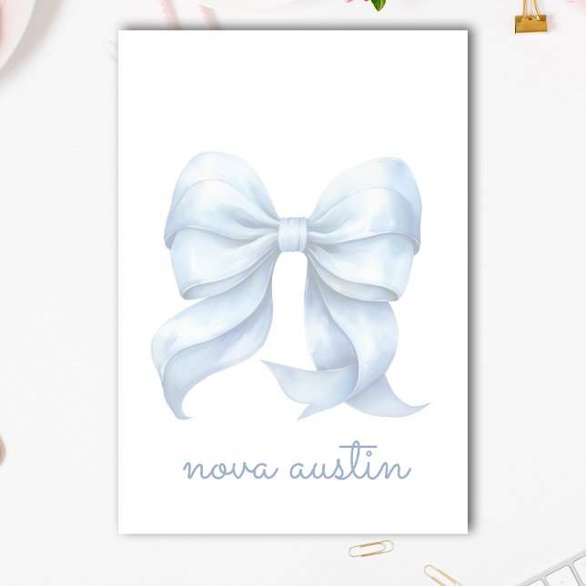 Trendy Blue Bow Personalized With Name Monogram Post-it Notes (Creator Uploaded)