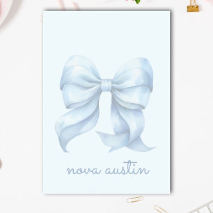 Trendy Blue Bow Personalized With Name Monogram Post-it Notes