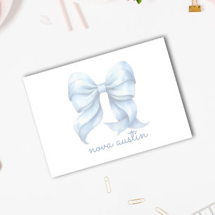 Trendy Blue Bow Personalized With Name Monogram Post-it Notes