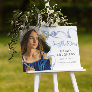 Trendy Blue Bow Photo Graduation Foam Board