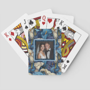 Trendy Blue Calla Lilies Fantasy Traditional Weddi Poker Cards